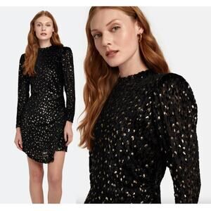 A.L.C. Jane Velvet Mini Dress in Black & Gold